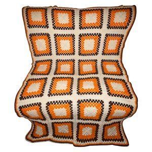 Handmade Hand Crafted Vintage 70's Style Granny Square Throw Afgan 76 X 53